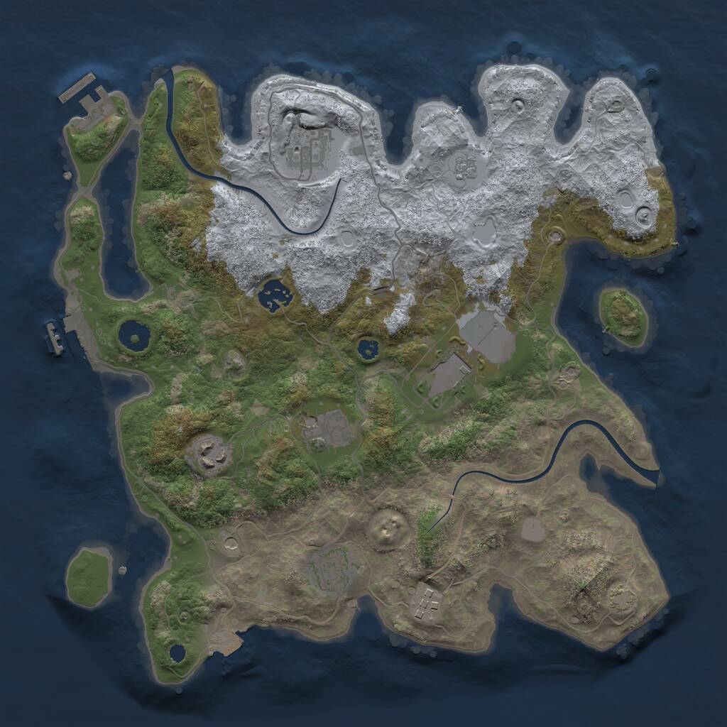 Rust Map: Procedural Map, Size: 3500, Seed: 12350, 13 Monuments