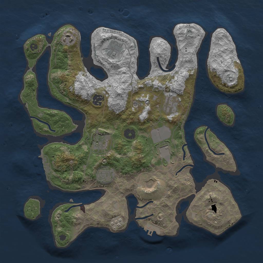 Rust Map: Procedural Map, Size: 3500, Seed: 12350, 15 Monuments