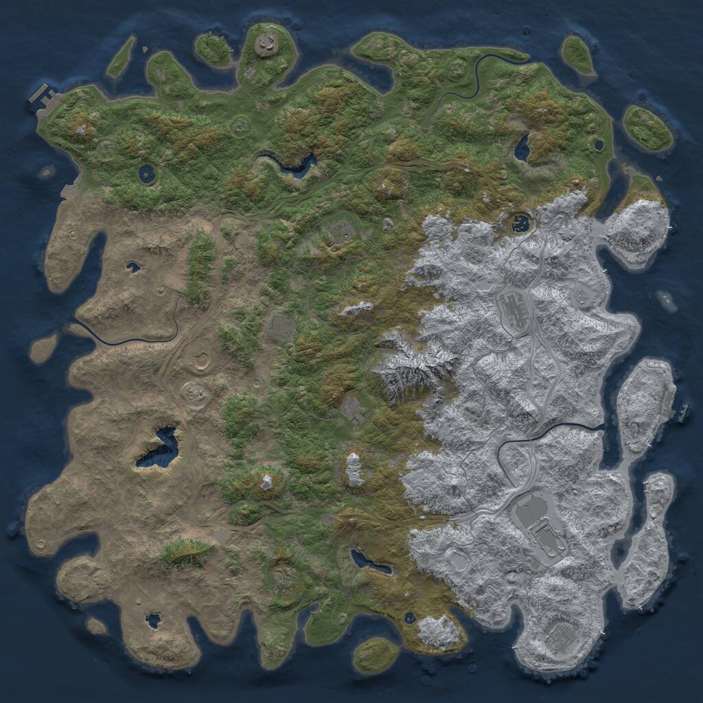 Rust Map: Procedural Map, Size: 6000, Seed: 5945, 17 Monuments