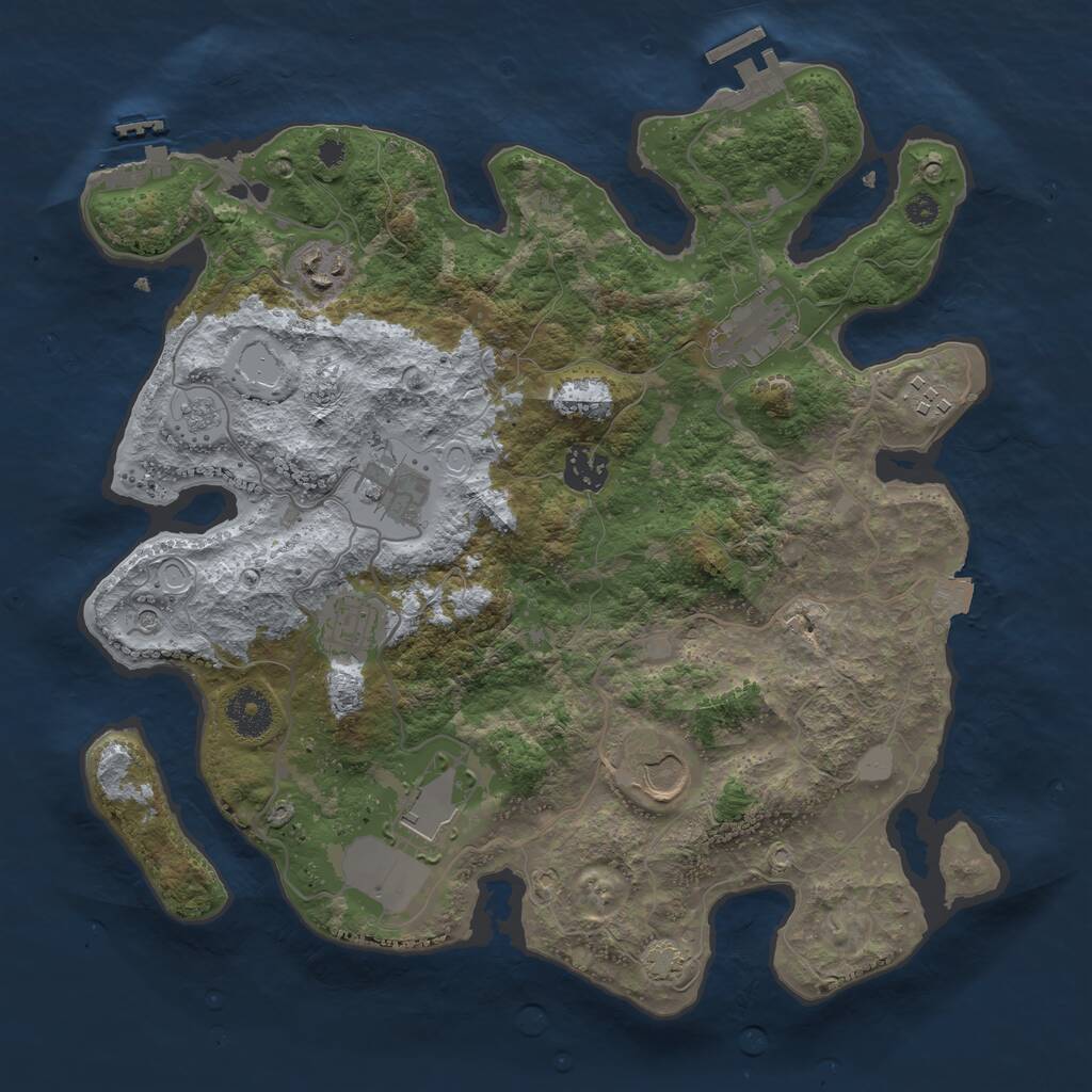 Rust Map: Procedural Map, Size: 3500, Seed: 719427, 14 Monuments