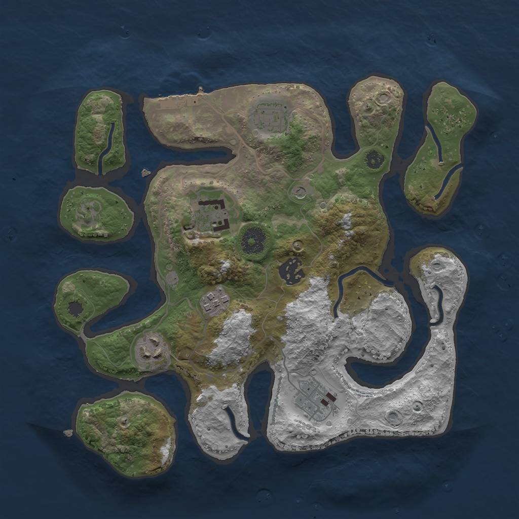 Rust Map: Procedural Map, Size: 3000, Seed: 1919363104, 10 Monuments