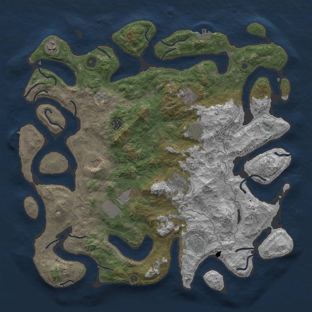 Rust Map: Procedural Map, Size: 4500, Seed: 50207, 14 Monuments