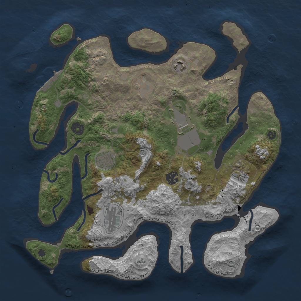 Rust Map: Procedural Map, Size: 3500, Seed: 1365451805, 11 Monuments