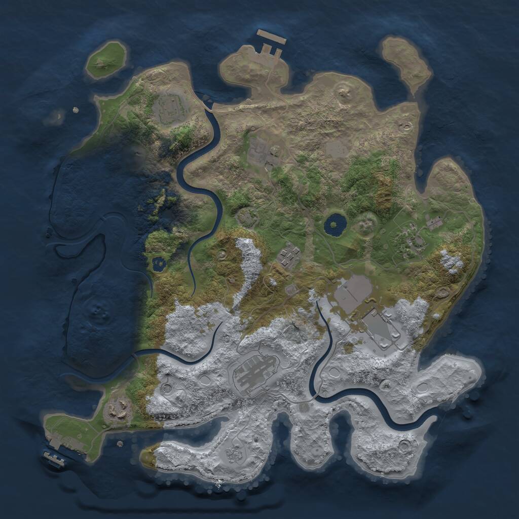 Rust Map: Procedural Map, Size: 3500, Seed: 1365451805, 13 Monuments