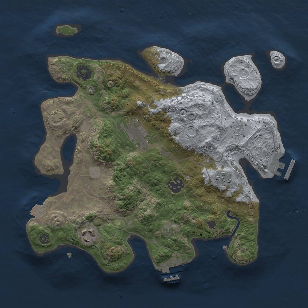 Rust Map: Procedural Map, Size: 3000, Seed: 5252, 9 Monuments