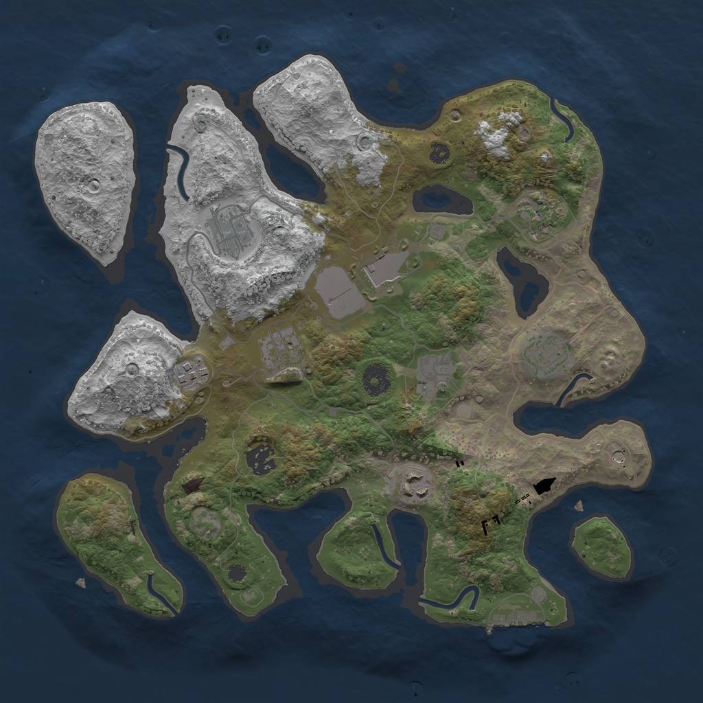 Rust Map: Procedural Map, Size: 3500, Seed: 627327, 13 Monuments