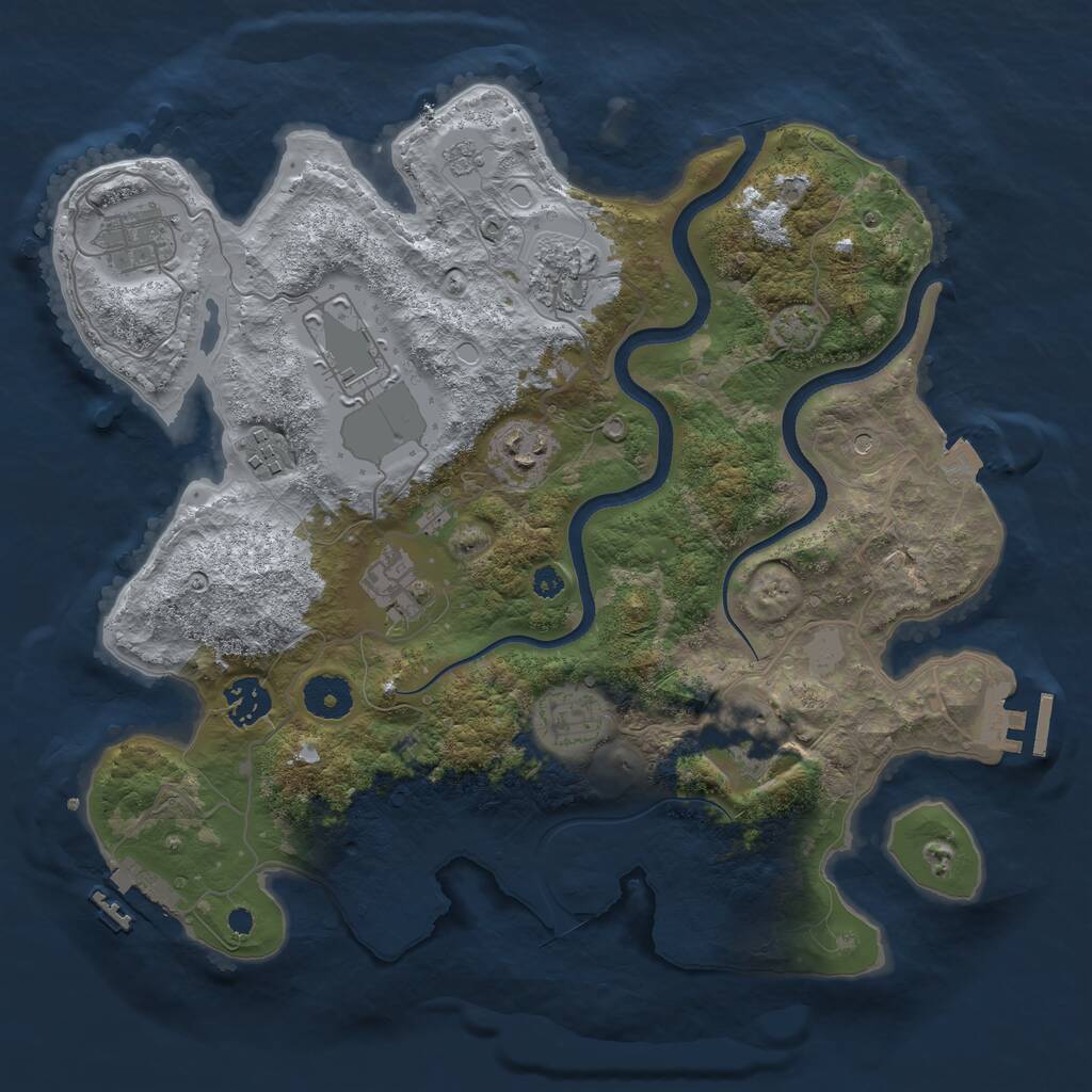 Rust Map: Procedural Map, Size: 3500, Seed: 627327, 15 Monuments