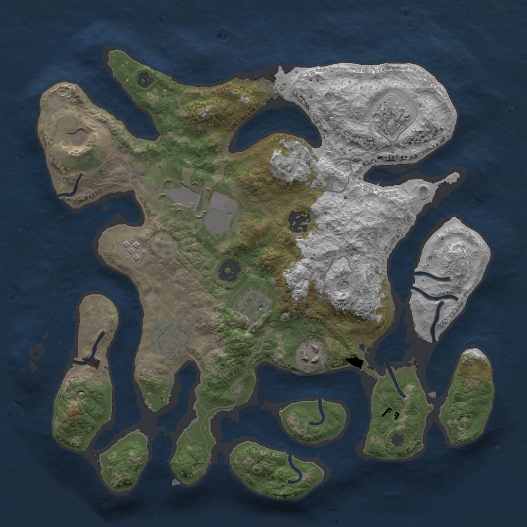 Rust Map: Procedural Map, Size: 3500, Seed: 892058471, 11 Monuments