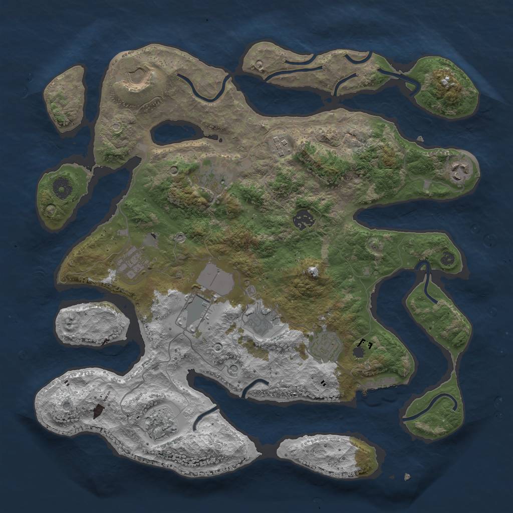 Rust Map: Procedural Map, Size: 3800, Seed: 280521, 14 Monuments