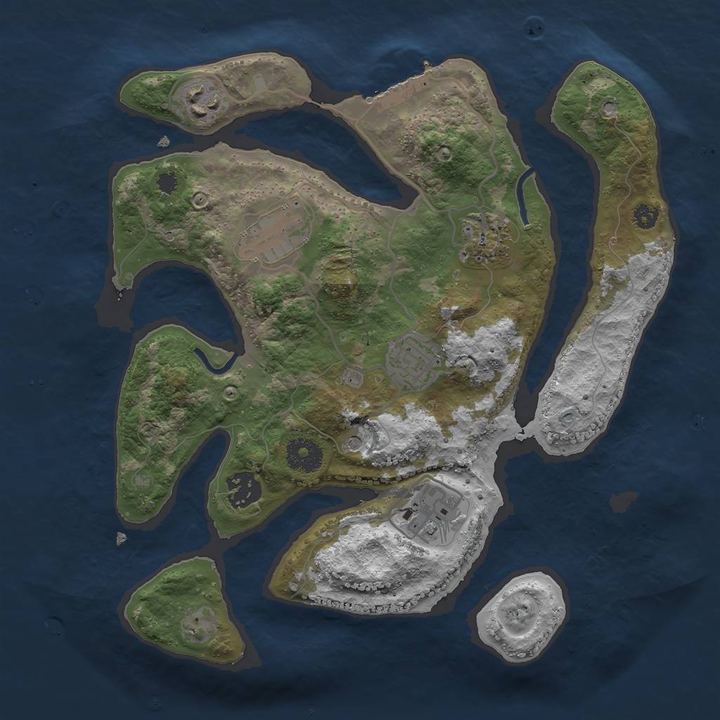 Rust Map: Procedural Map, Size: 3000, Seed: 1569674400, 10 Monuments