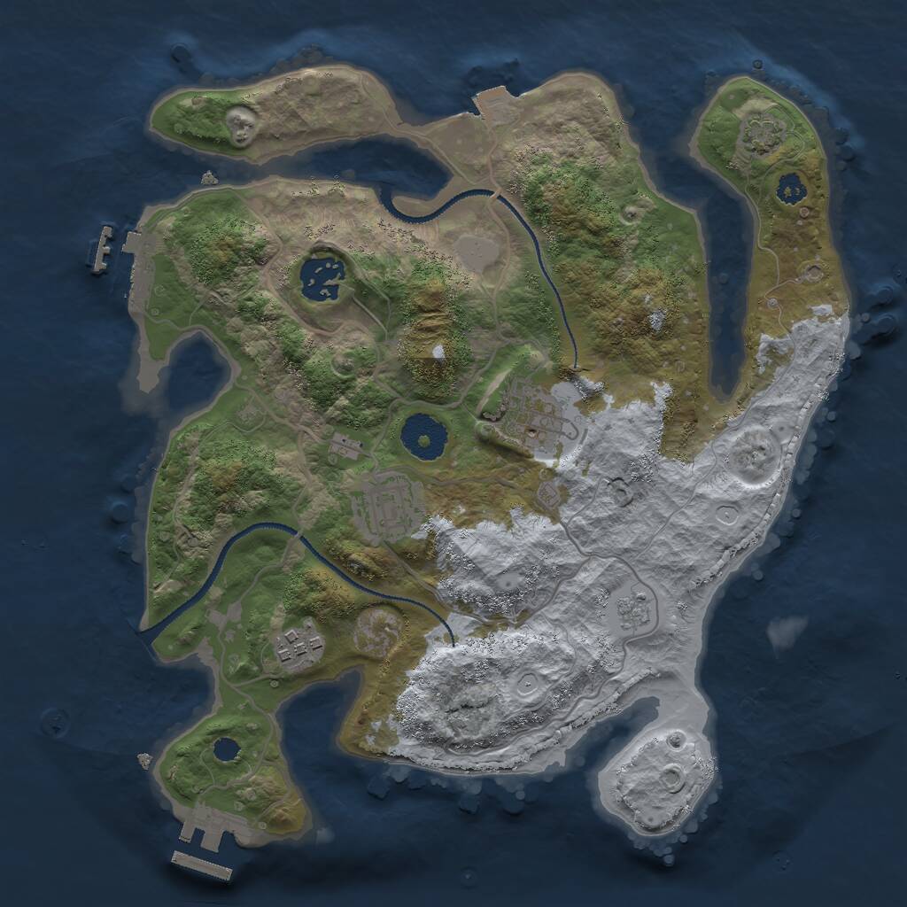 Rust Map: Procedural Map, Size: 3000, Seed: 1569674400, 9 Monuments