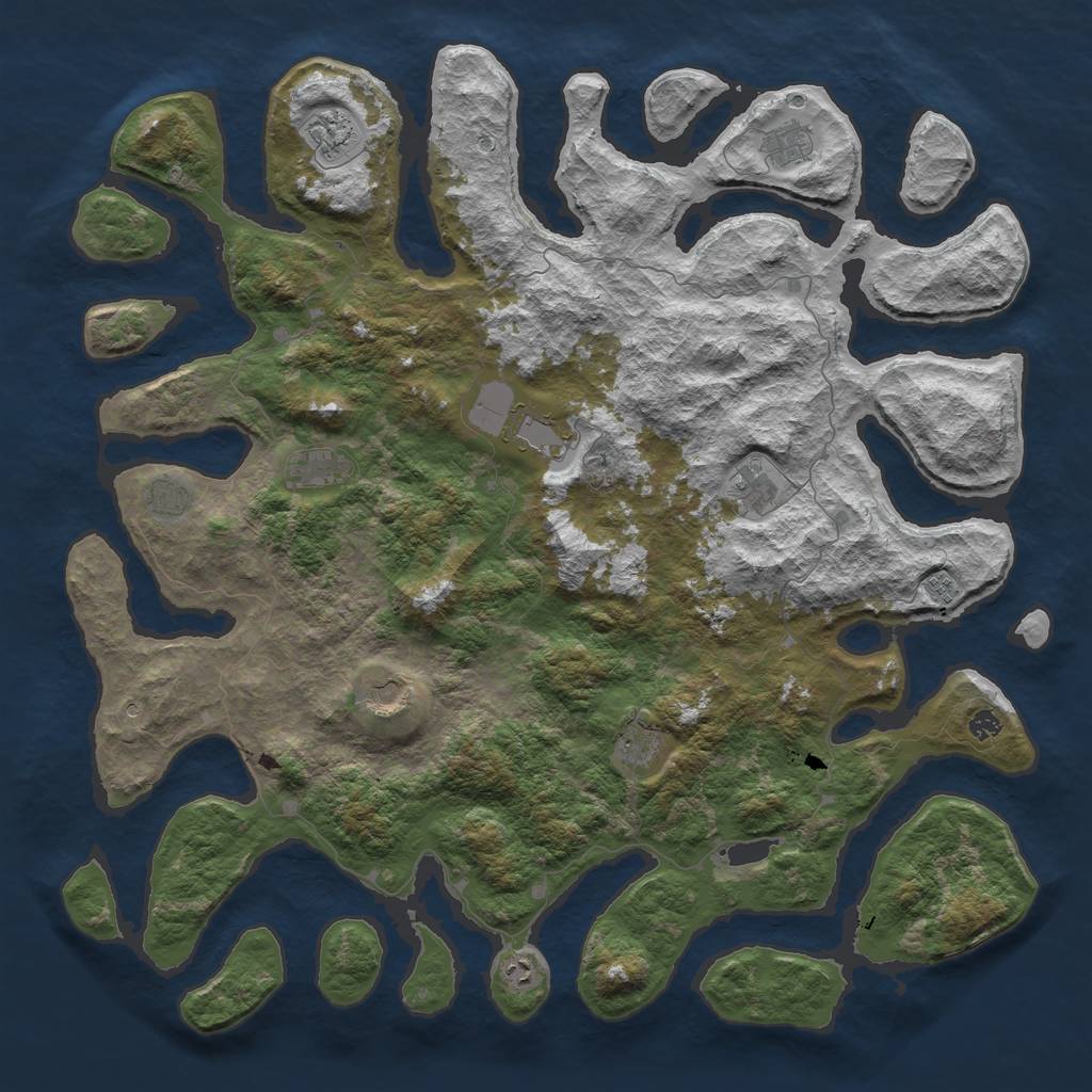 Rust Map: Barren, Size: 5500, Seed: 6398126, 14 Monuments