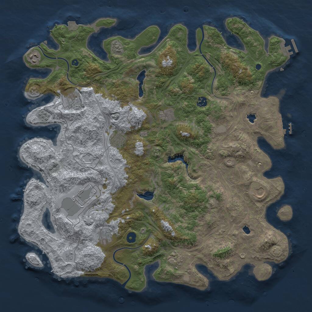 Rust Map: Procedural Map, Size: 4500, Seed: 1106535803, 16 Monuments