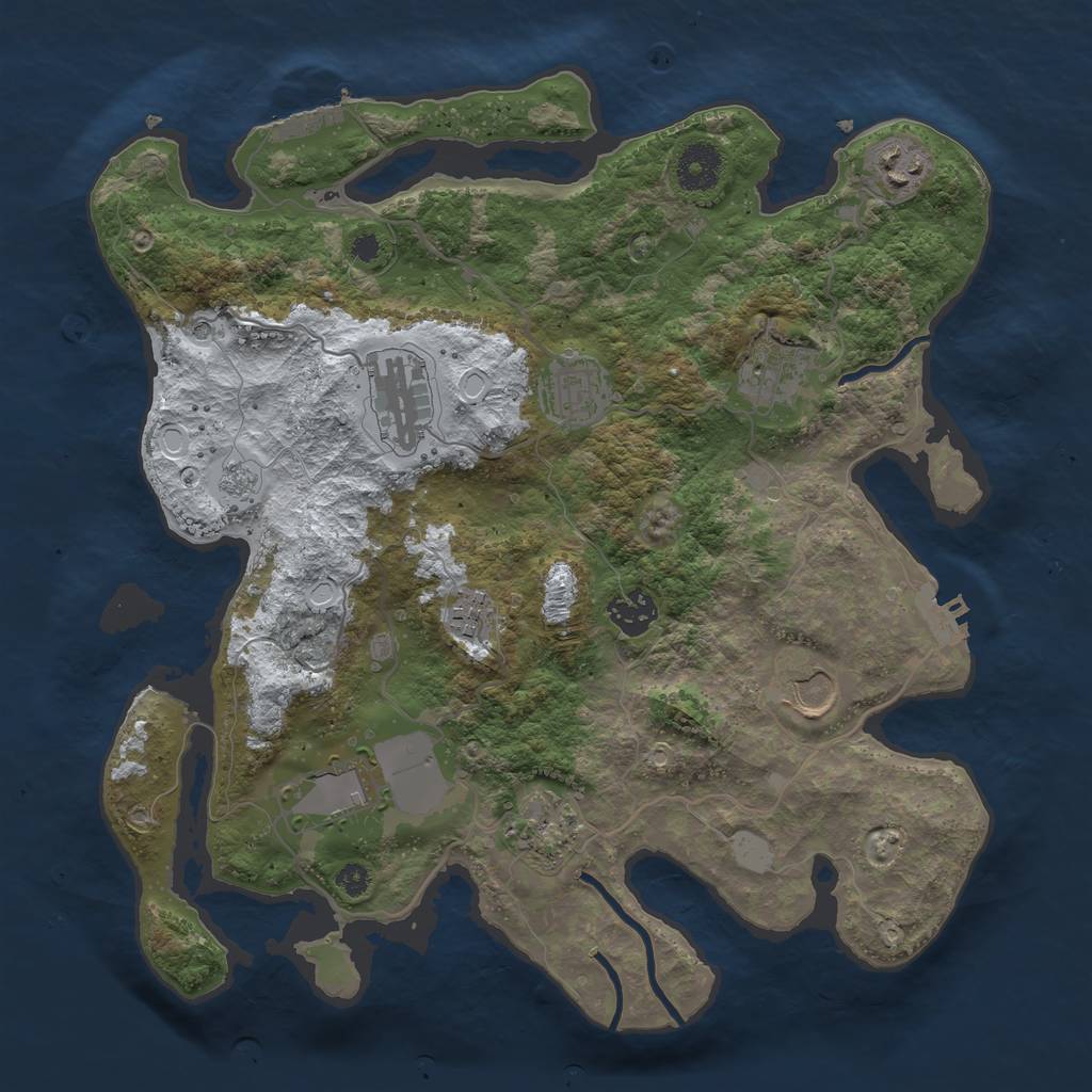 Rust Map: Procedural Map, Size: 3500, Seed: 1863136127, 18 Monuments