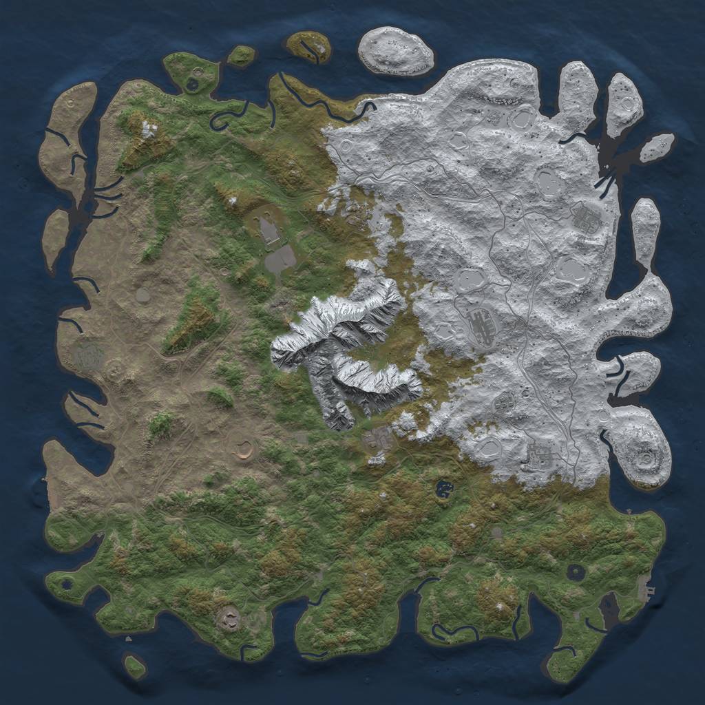 Rust Map: Procedural Map, Size: 6000, Seed: 133769420, 20 Monuments