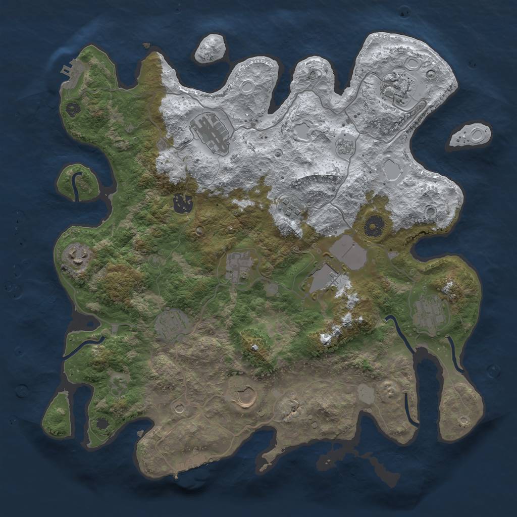 Rust Map: Procedural Map, Size: 3700, Seed: 1072021214, 19 Monuments
