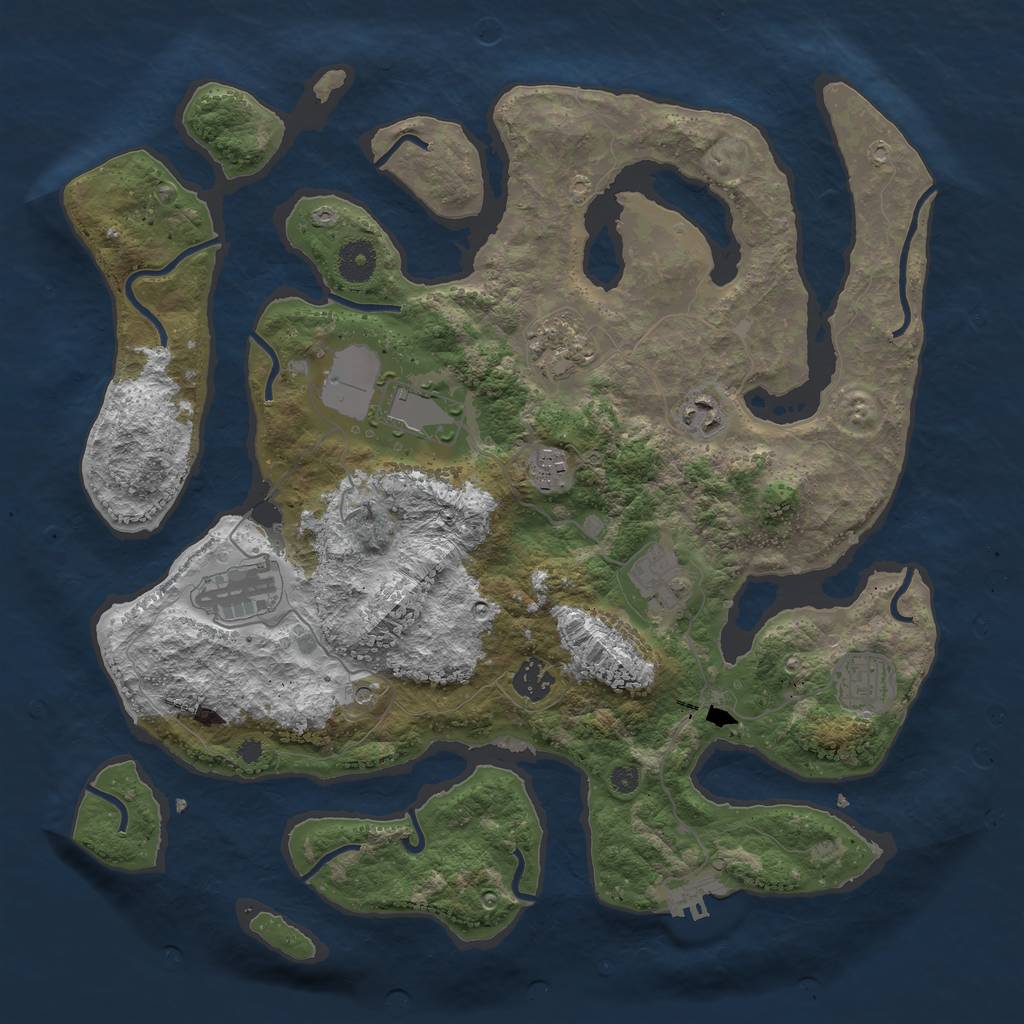 Rust Map: Procedural Map, Size: 3800, Seed: 132903, 12 Monuments