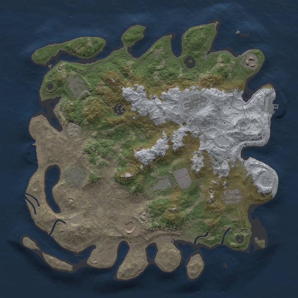 Rust Map: Procedural Map, Size: 3800, Seed: 42424242, 18 Monuments