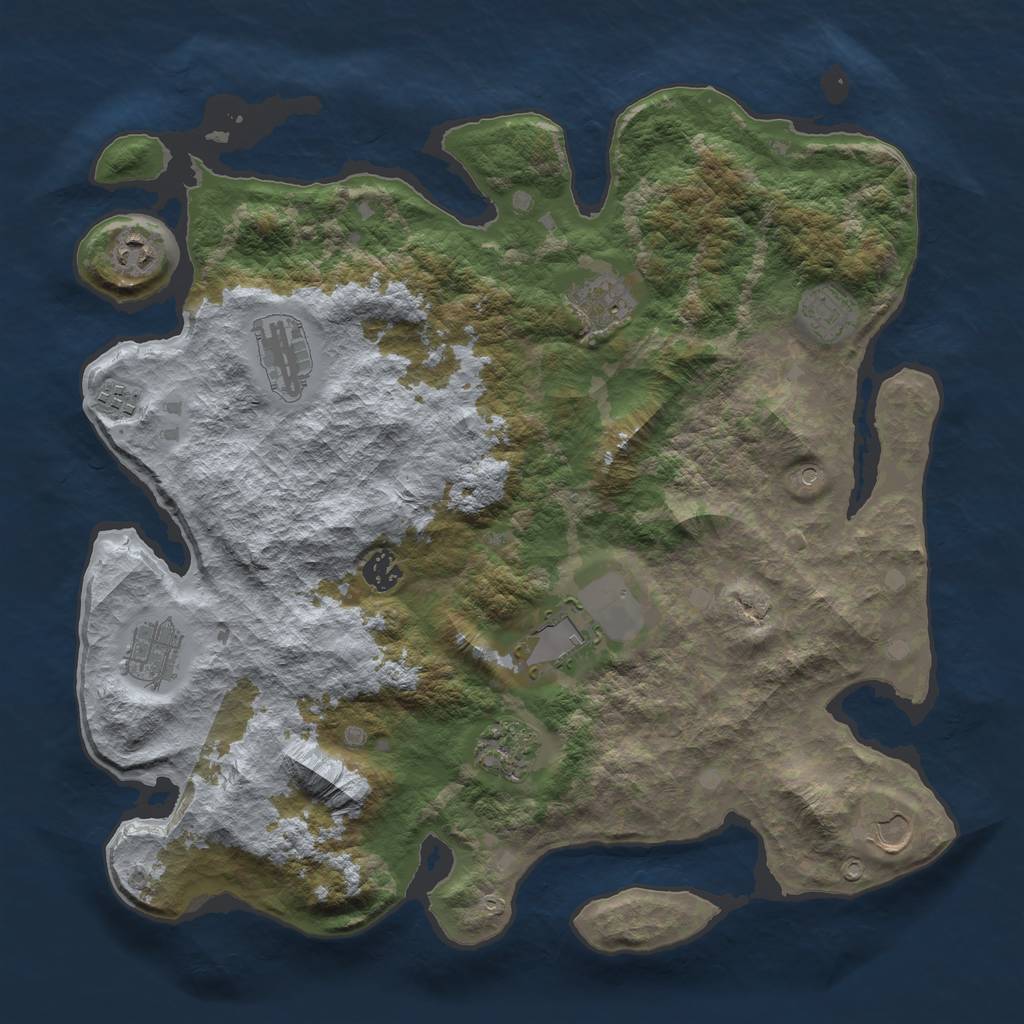 Rust Map: Barren, Size: 4000, Seed: 2015915232, 13 Monuments