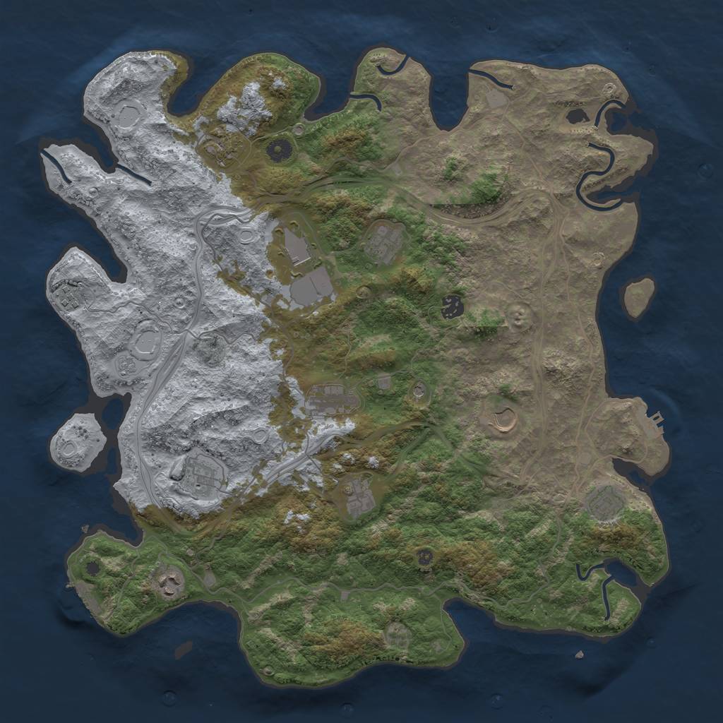 Rust Map: Procedural Map, Size: 4500, Seed: 802945285, 20 Monuments