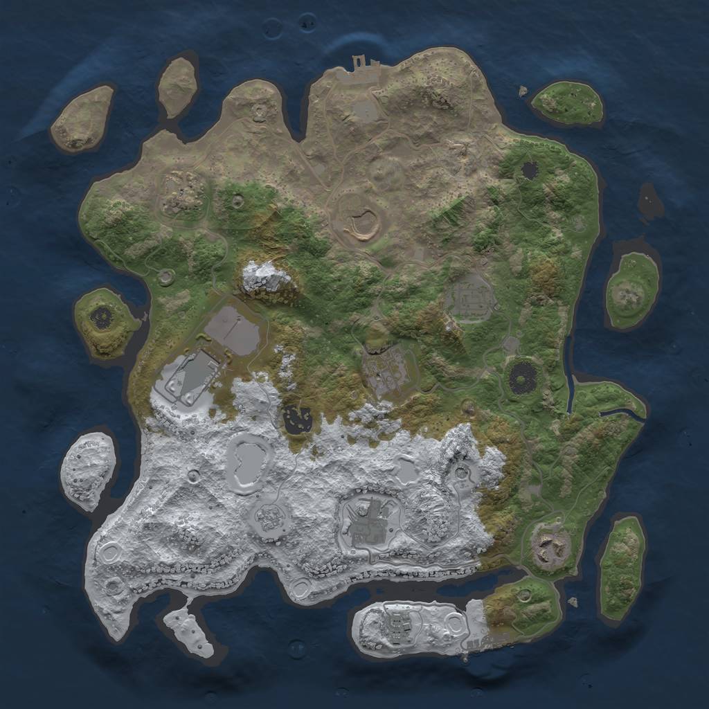 Rust Map: Procedural Map, Size: 3500, Seed: 543894, 18 Monuments