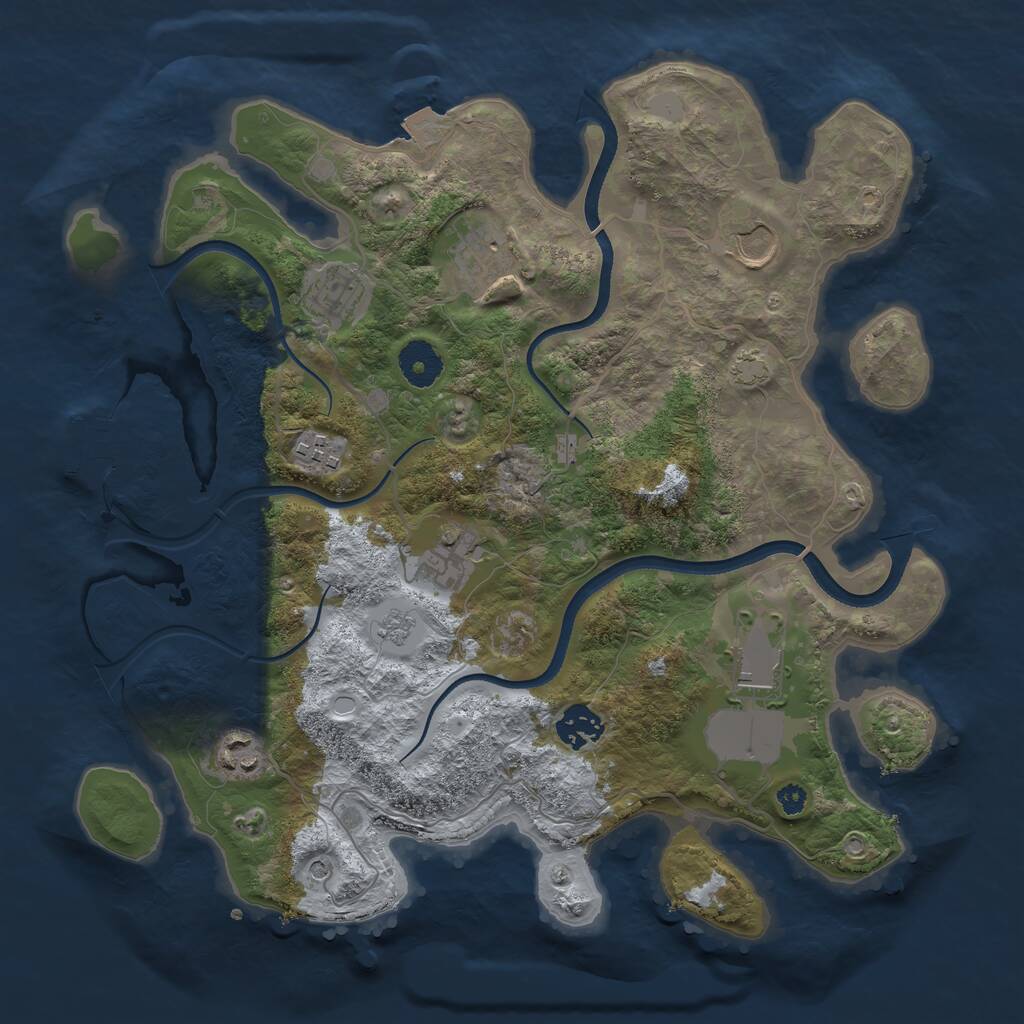 Rust Map: Procedural Map, Size: 3500, Seed: 1130353798, 13 Monuments