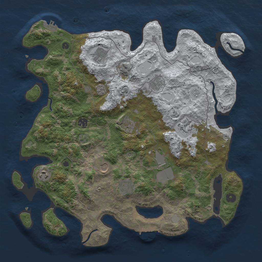Rust Map: Procedural Map, Size: 4000, Seed: 1975799913, 19 Monuments