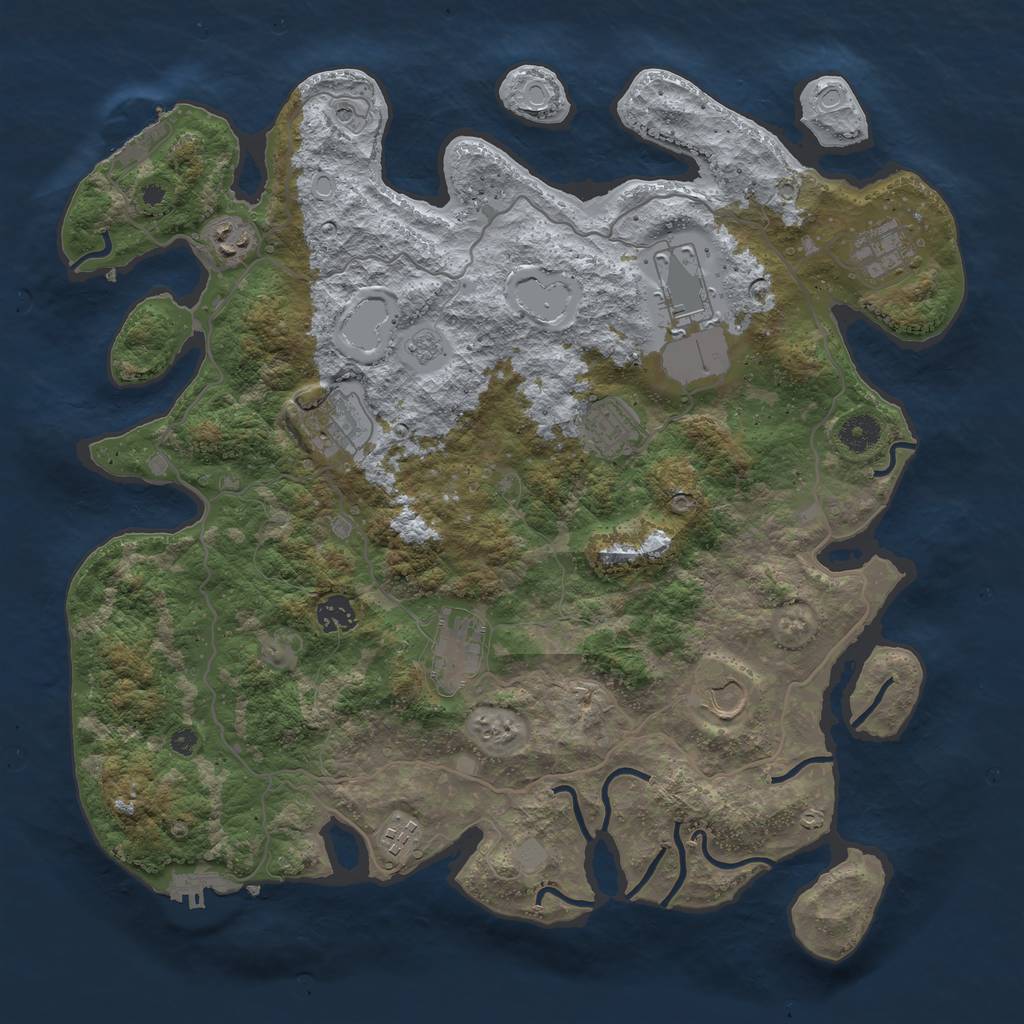 Rust Map: Procedural Map, Size: 4000, Seed: 6974, 18 Monuments