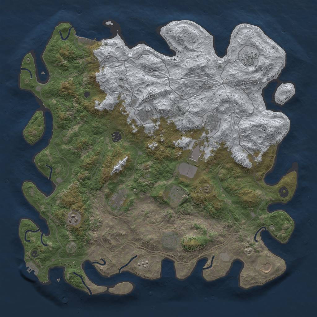 Rust Map: Procedural Map, Size: 4600, Seed: 69, 20 Monuments