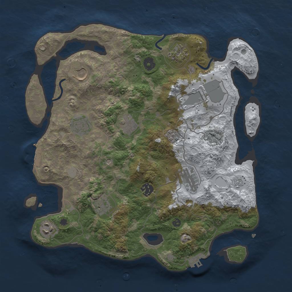 Rust Map: Procedural Map, Size: 3500, Seed: 98357885, 19 Monuments