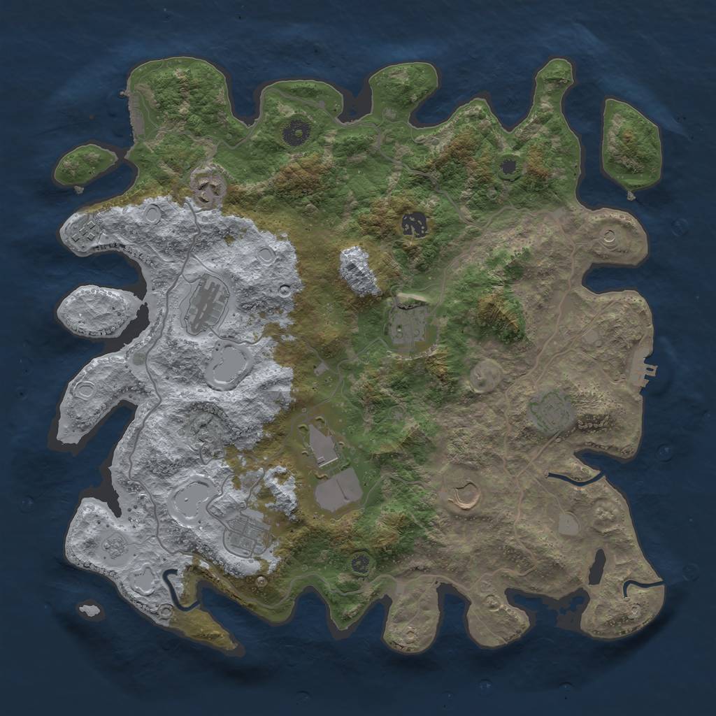 Rust Map: Procedural Map, Size: 4000, Seed: 418249, 16 Monuments