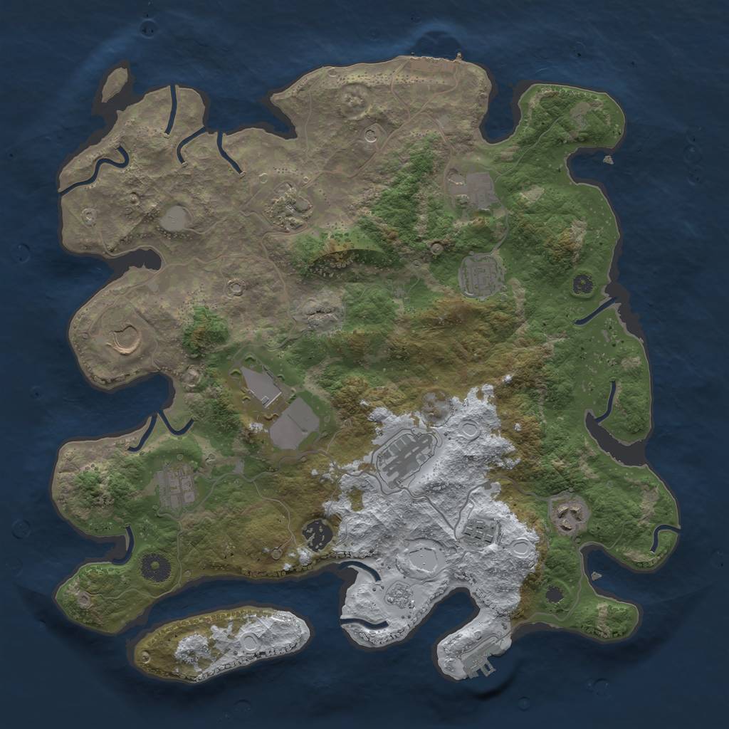 Rust Map: Procedural Map, Size: 3750, Seed: 1412500257, 19 Monuments