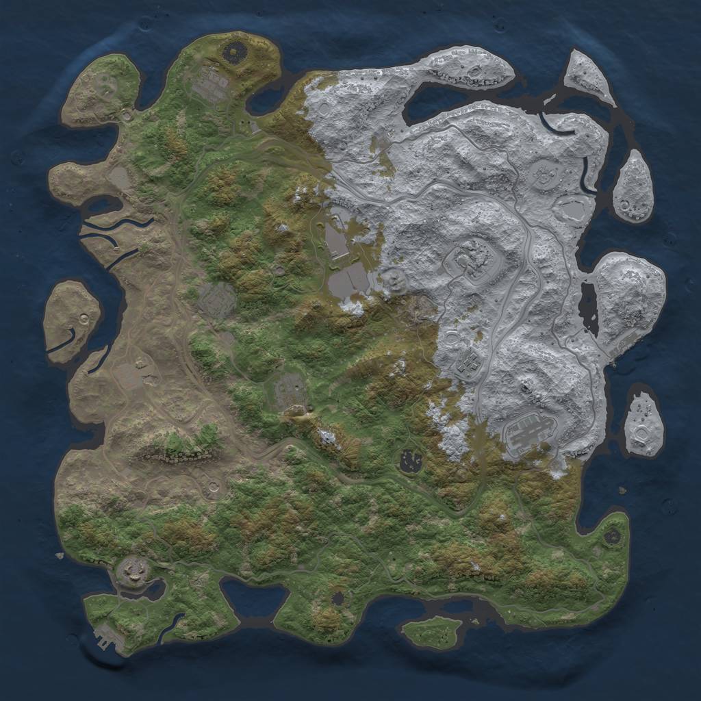 Rust Map: Procedural Map, Size: 4500, Seed: 1248261970, 19 Monuments