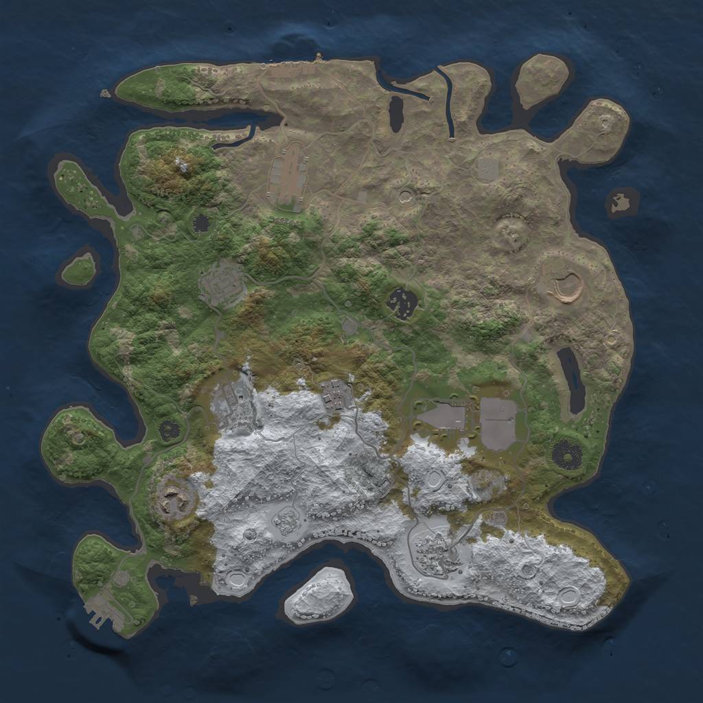 Rust Map: Procedural Map, Size: 3500, Seed: 502777, 18 Monuments