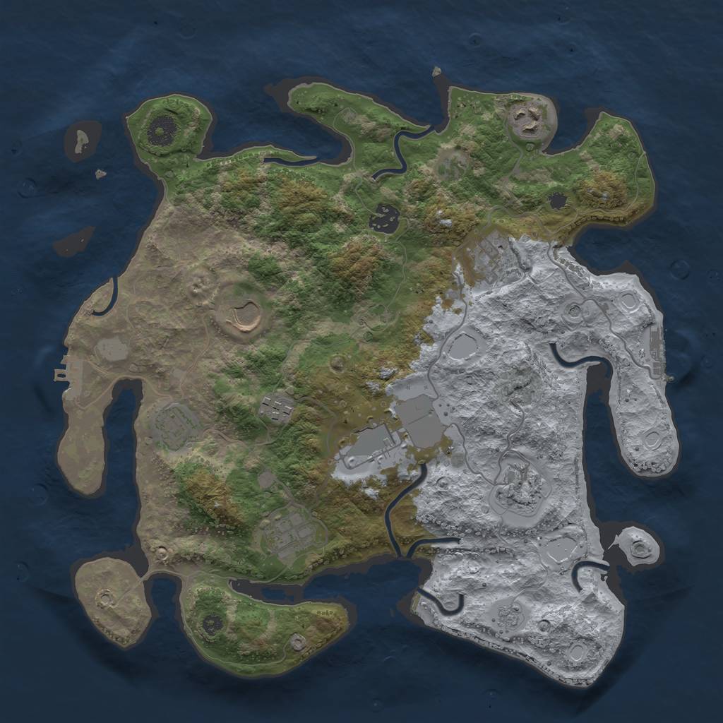 Rust Map: Procedural Map, Size: 3600, Seed: 873324992, 18 Monuments