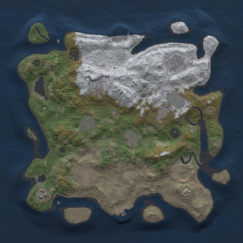 Rust Map: Procedural Map, Size: 3500, Seed: 8493874, 18 Monuments