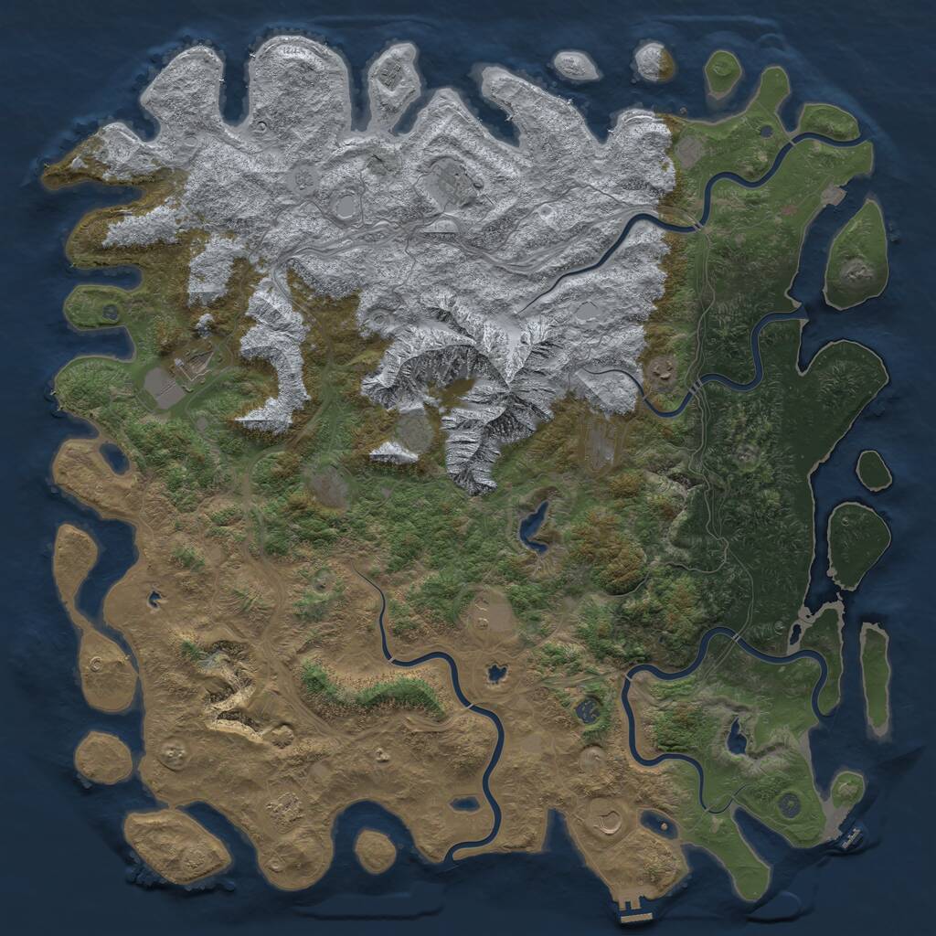Rust Map: Procedural Map, Size: 6000, Seed: 556204757, 17 Monuments
