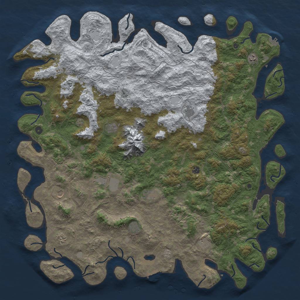Rust Map: Procedural Map, Size: 6000, Seed: 556204757, 20 Monuments