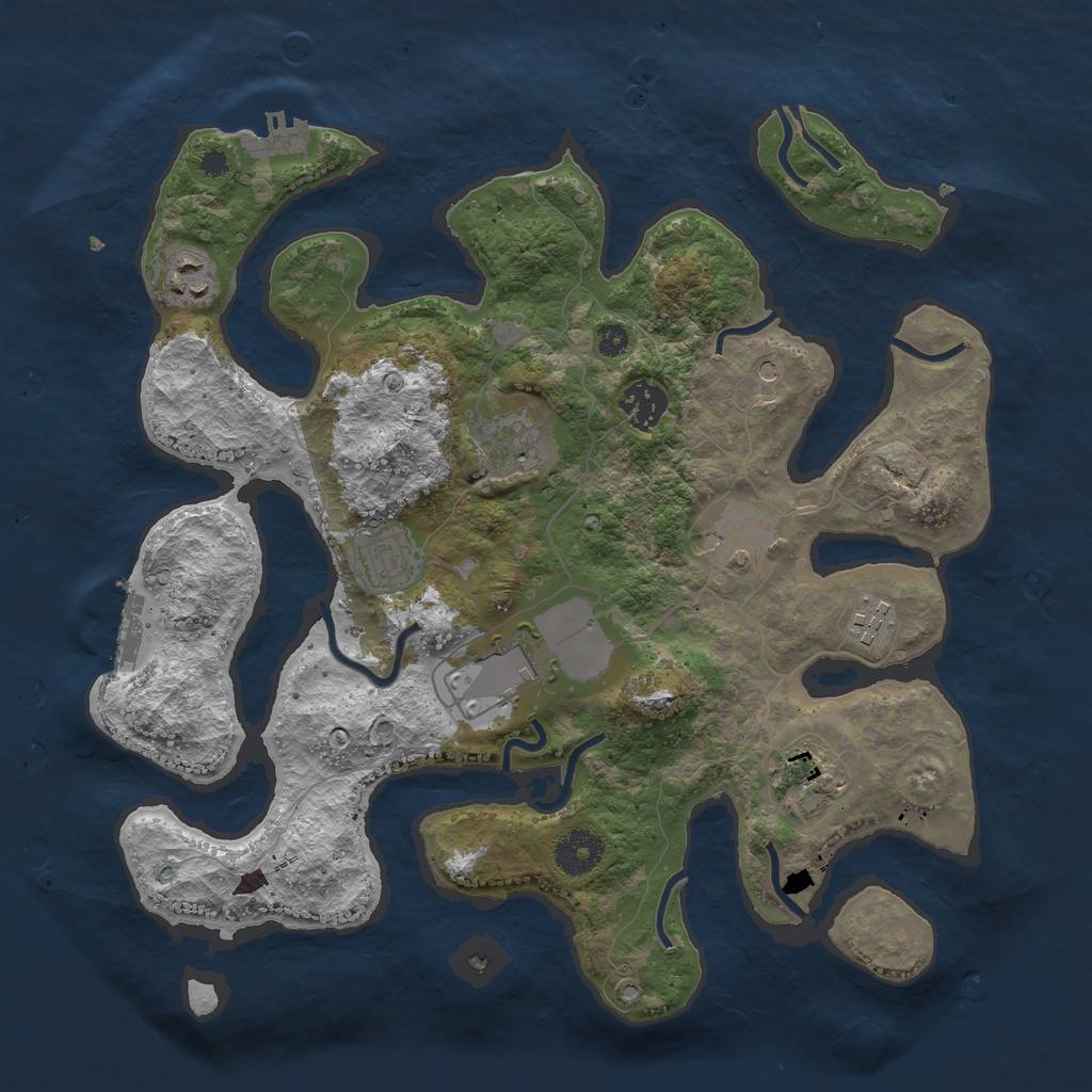 Rust Map: Procedural Map, Size: 3500, Seed: 270926443, 13 Monuments