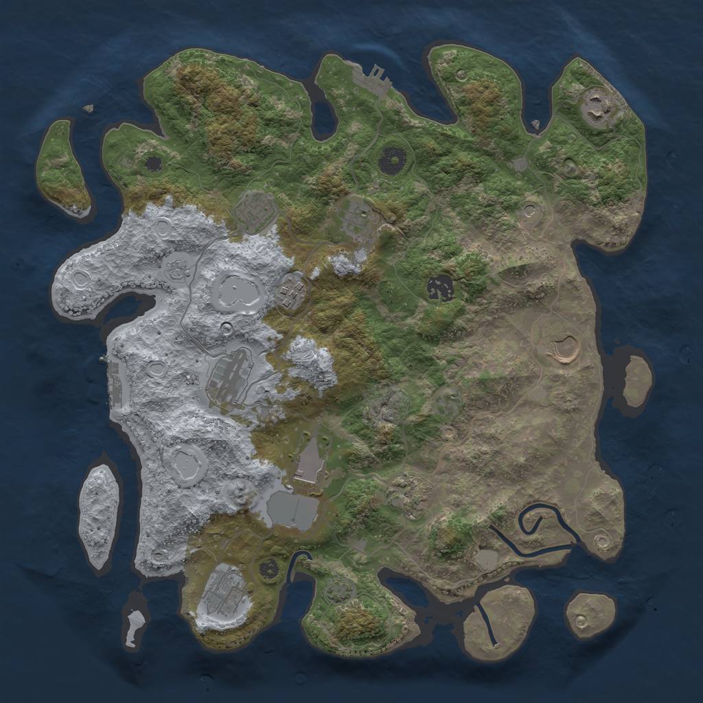 Rust Map: Procedural Map, Size: 3750, Seed: 9896344, 18 Monuments