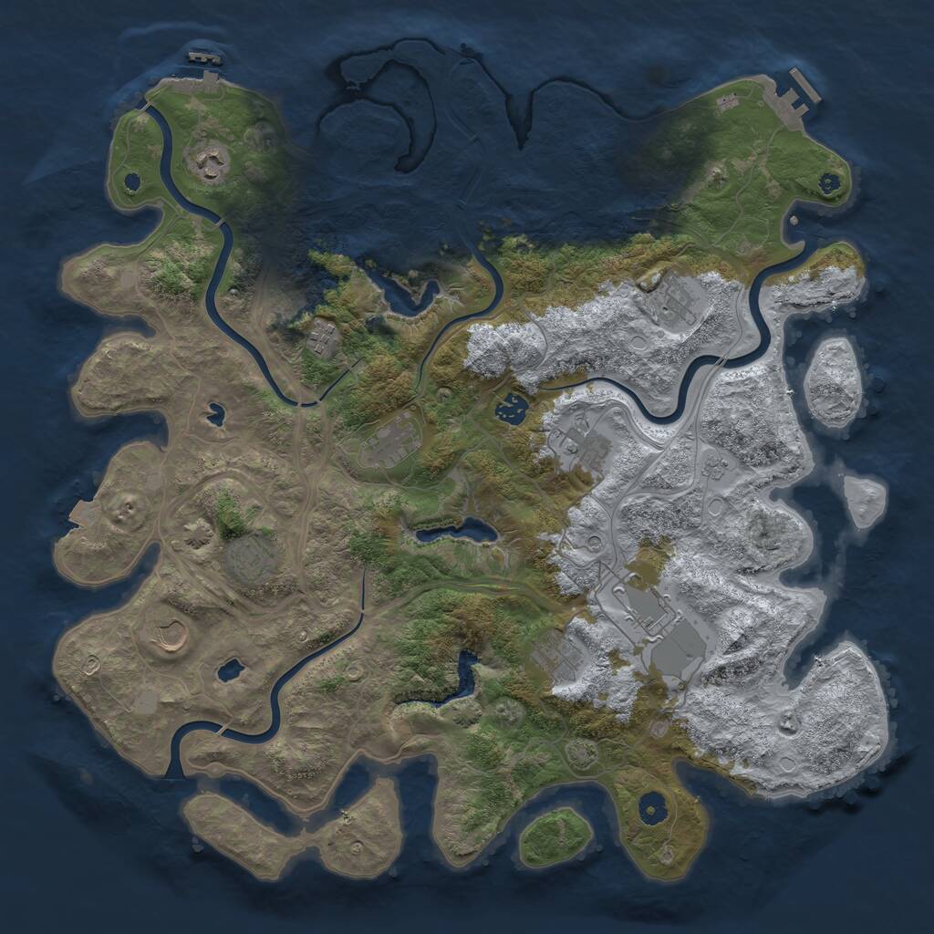 Rust Map: Procedural Map, Size: 4500, Seed: 22112211, 16 Monuments
