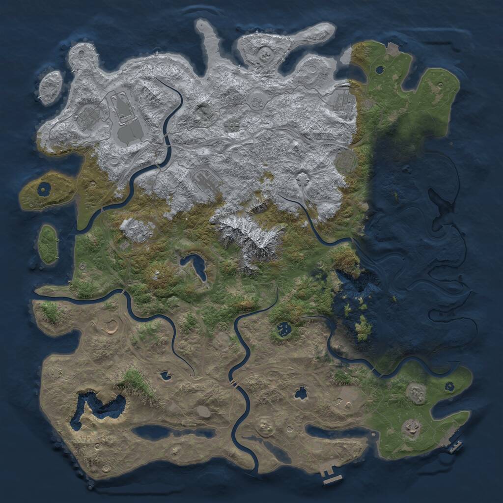 Rust Map: Procedural Map, Size: 5300, Seed: 569675, 17 Monuments