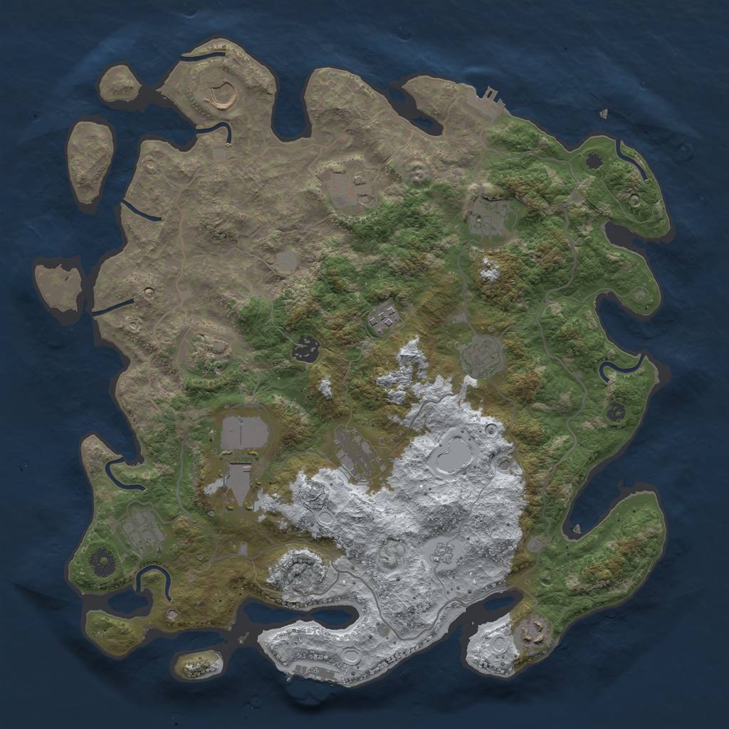 Rust Map: Procedural Map, Size: 4000, Seed: 2067377031, 20 Monuments