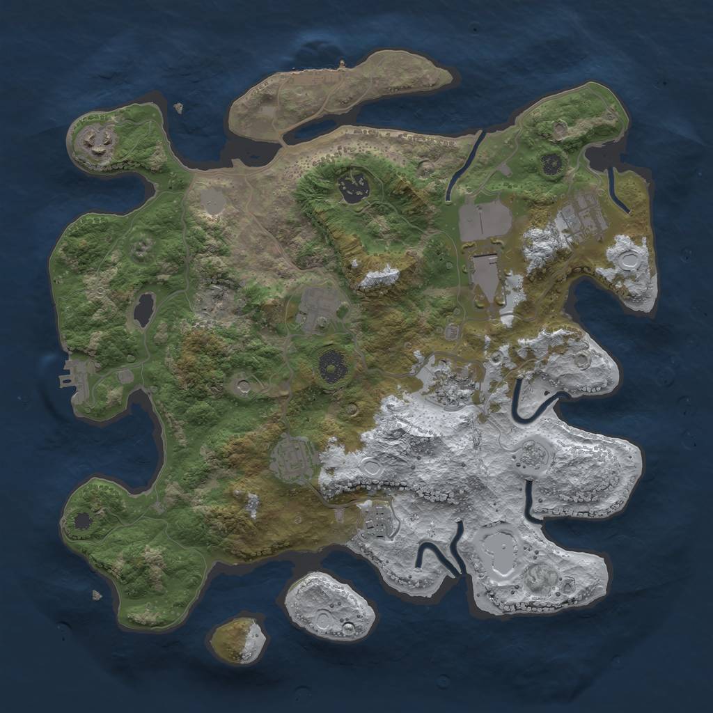 Rust Map: Procedural Map, Size: 3500, Seed: 441388, 17 Monuments