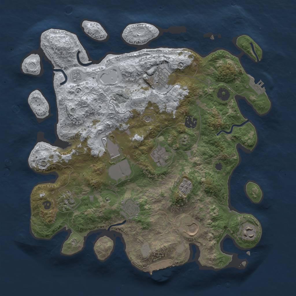 Rust Map: Procedural Map, Size: 3500, Seed: 657064, 18 Monuments