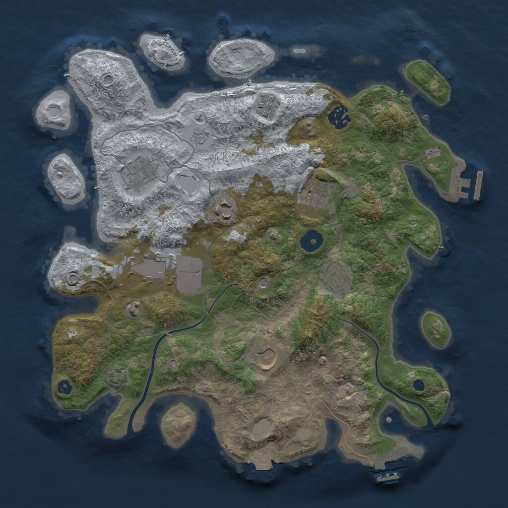 Rust Map: Procedural Map, Size: 3500, Seed: 657064, 14 Monuments