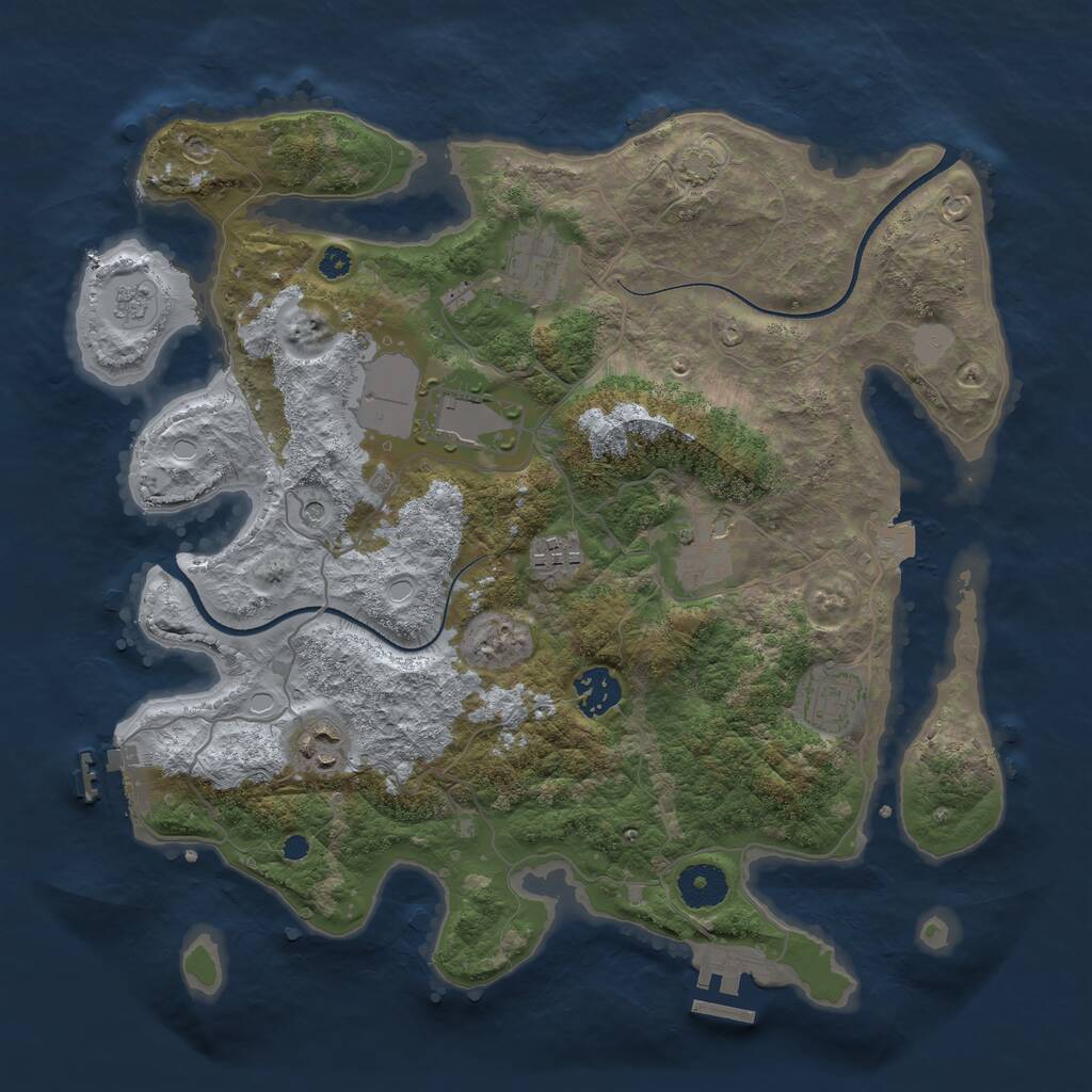 Rust Map: Procedural Map, Size: 3500, Seed: 196807504, 13 Monuments