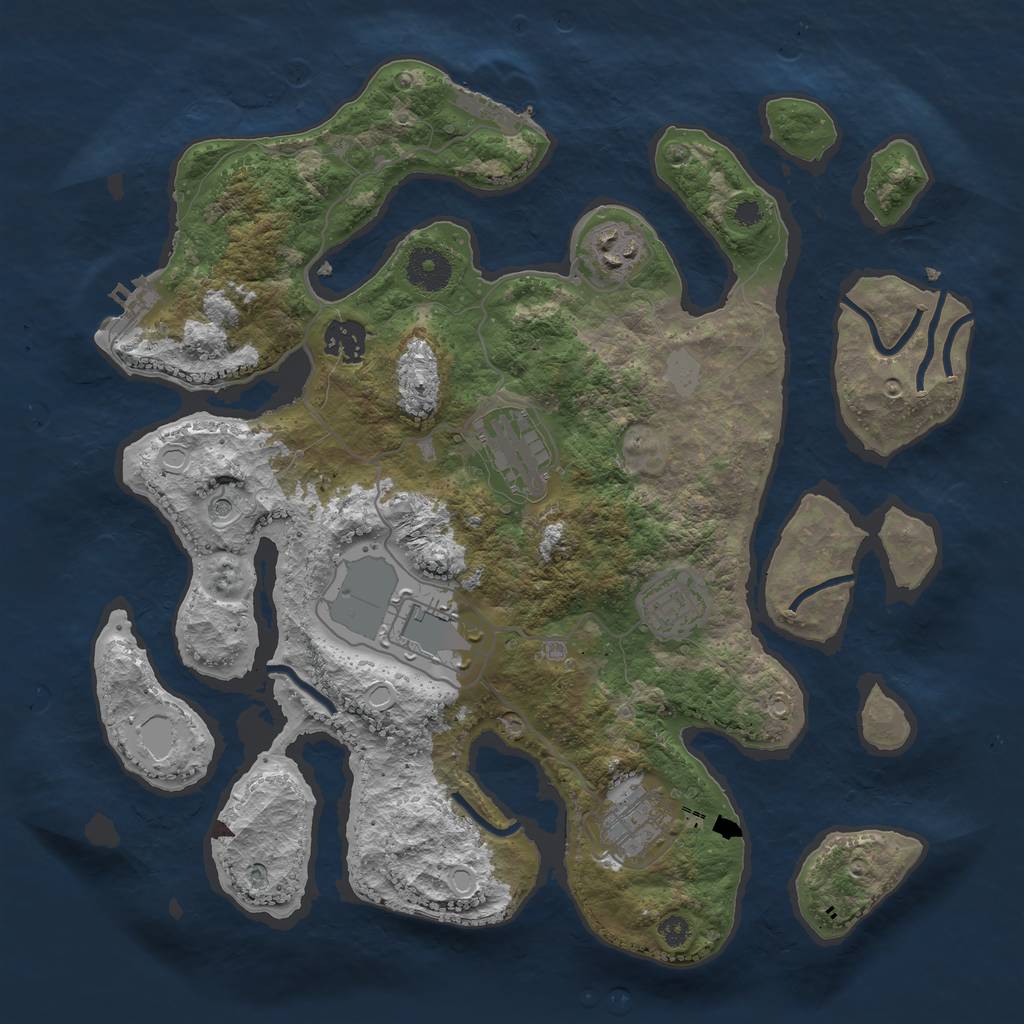 Rust Map: Procedural Map, Size: 3500, Seed: 394245, 14 Monuments