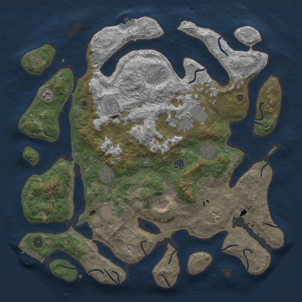 Rust Map: Procedural Map, Size: 4500, Seed: 1736564237, 22 Monuments