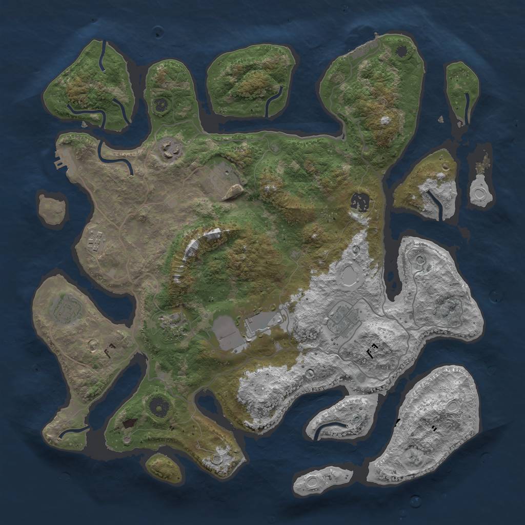 Rust Map: Procedural Map, Size: 4000, Seed: 958437066, 16 Monuments